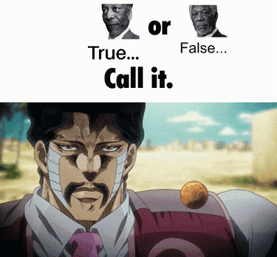 A Picture Of A Man With A Mask On His Face With The Words " True Or False Call It " GIF