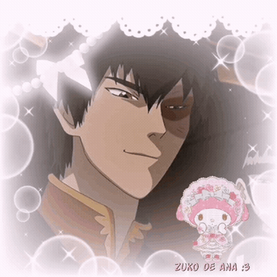 A Picture Of A Man With A Pink Bow In His Hair And The Words Zuko De Ana GIF
