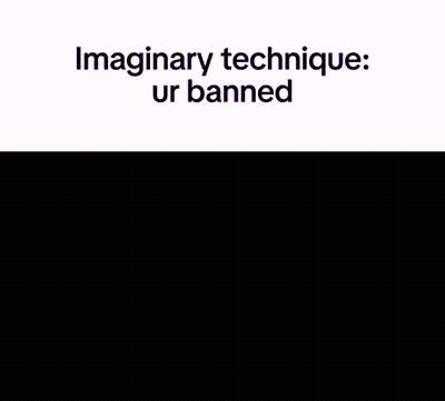 A Picture Of A Man With A Purple Background And The Words Imaginary Technique Ur Banned GIF