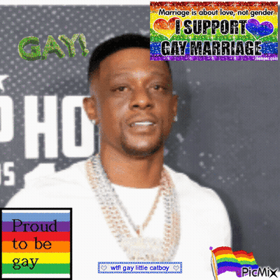 A Picture Of A Man With A Rainbow Flag And The Words I Support Gay Marriage GIF