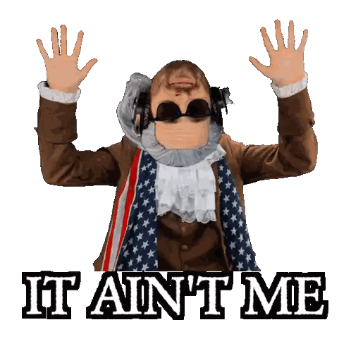 A Picture Of A Man With A Scarf Around His Neck That Says It Ain T Me Sticker