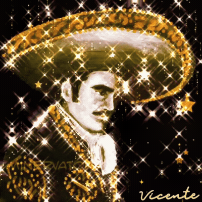 A Picture Of A Man With A Sombrero And The Name Vicente GIF