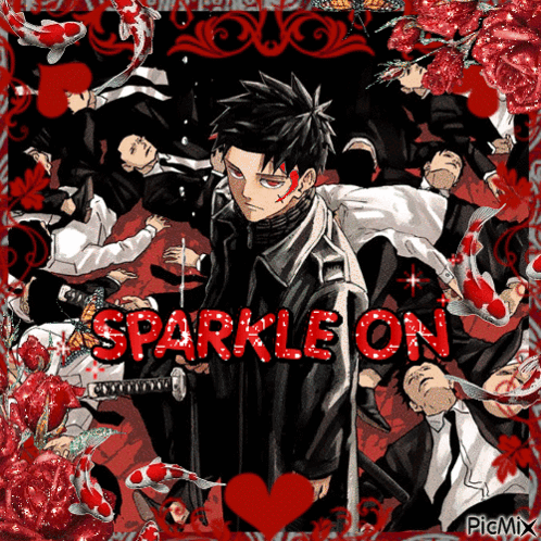A Picture Of A Man With A Sword And The Word Sparkle On GIF