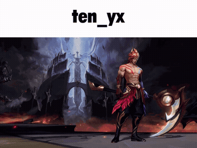 A Picture Of A Man With A Sword And The Words Ten_yx GIF