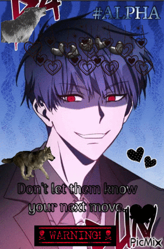 A Picture Of A Man With A Wolf And A Warning Label GIF