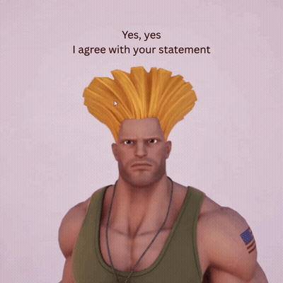 A Picture Of A Man With A Yellow Wig And The Words " Yes Yes I Agree With Your Statement " GIF