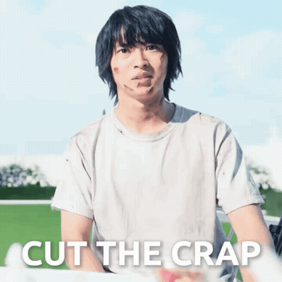 A Picture Of A Man With Blood On His Face And The Words Cut The Crap GIF