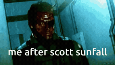 A Picture Of A Man With Blood On His Face And The Words Me After Scott Sunfall GIF