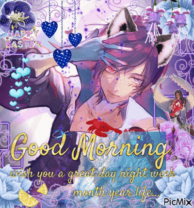 A Picture Of A Man With Cat Ears Wishing You A Great Day GIF