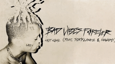 A Picture Of A Man With Dreadlocks And The Words Bad Vibes Forever On The Bottom GIF