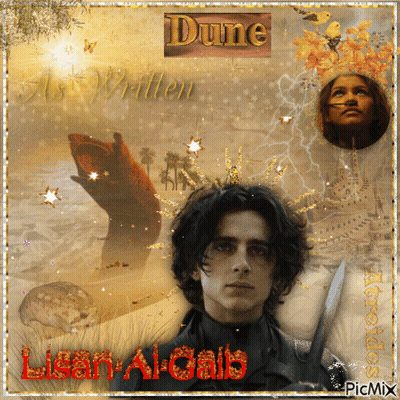 A Picture Of A Man With Dune Written On The Bottom GIF