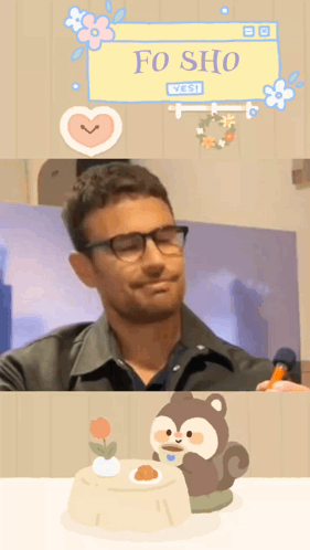 A Picture Of A Man With Glasses And A Picture Of A Squirrel With The Name Fo Sho West GIF