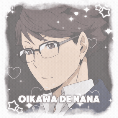 A Picture Of A Man With Glasses And The Name Oikawa De Nana On It GIF