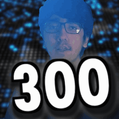 A Picture Of A Man With Glasses And The Number 300 In Front Of Him GIF