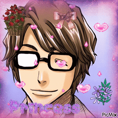 A Picture Of A Man With Glasses And The Word Princess On The Bottom Right GIF