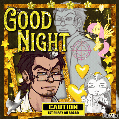 A Picture Of A Man With Glasses And The Words Good Night GIF