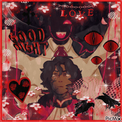 A Picture Of A Man With Hearts And The Words Good Night Love GIF