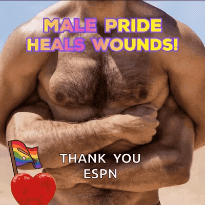 A Picture Of A Man With His Arms Crossed And The Words Male Pride Heals Wounds GIF