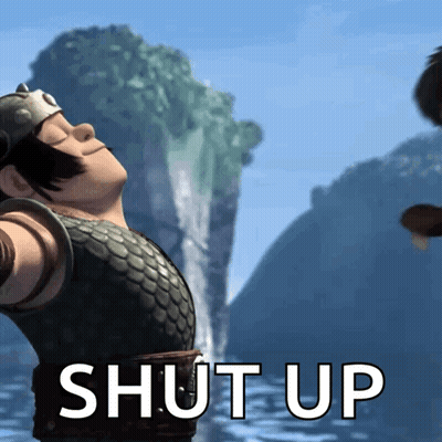 A Picture Of A Man With His Eyes Closed And The Words Shut Up On The Bottom GIF
