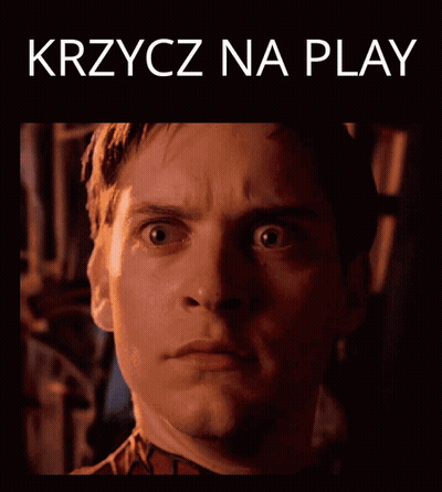 A Picture Of A Man With His Mouth Open And The Words Krzycz Na Play Below Him GIF