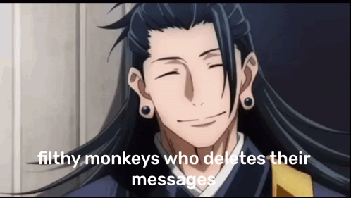 A Picture Of A Man With Long Hair And The Words Filthy Monkeys Who Deletes Their Messages GIF