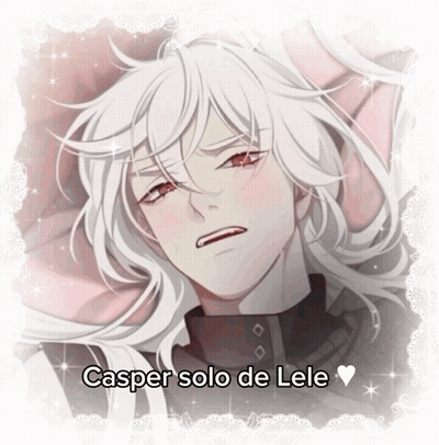 A Picture Of A Man With Long White Hair And The Words Casper Solo De Lele GIF