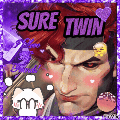 a picture of a man with red hair and the words sure twin above him