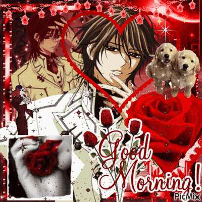 A Picture Of A Man With Red Roses And The Words Good Morning On The Bottom GIF