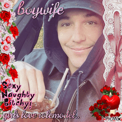 A Picture Of A Man With The Caption Boywife Sexy Naughty Bitch GIF