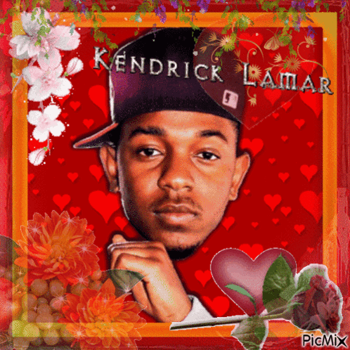 A Picture Of A Man With The Name Kendrick Lamar On It GIF