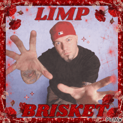 A Picture Of A Man With The Name Limp Brisket GIF