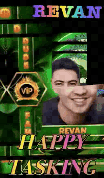 A Picture Of A Man With The Name Revan On It GIF