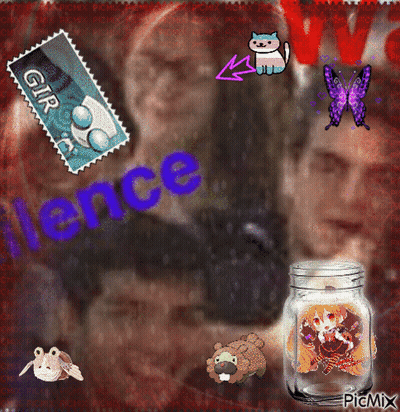 A Picture Of A Man With The Word Silence Written On The Bottom GIF