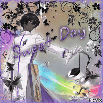 A Picture Of A Man With The Word Sweet Day Written On It GIF