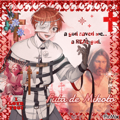 A Picture Of A Man With The Words A God Saved Me A Real God Written On It GIF