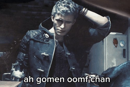 A Picture Of A Man With The Words Ah Gomen Oomf Chan On The Bottom GIF