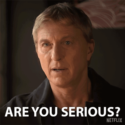 A Picture Of A Man With The Words " Are You Serious " On The Bottom GIF