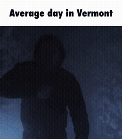 A Picture Of A Man With The Words Average Day In Vermont GIF