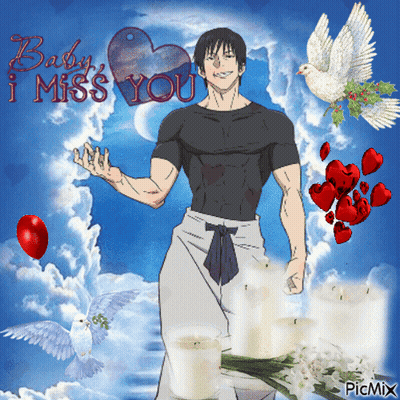A Picture Of A Man With The Words Baby I Miss You Written On It GIF
