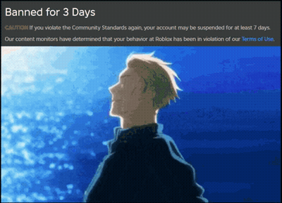 A Picture Of A Man With The Words Banned For 3 Days On The Bottom GIF