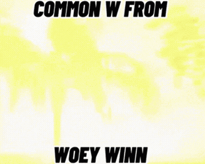 A Picture Of A Man With The Words " Common W From Woey Winn " On The Bottom GIF