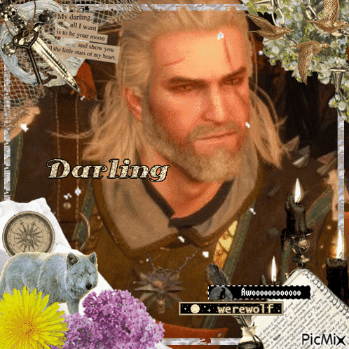 A Picture Of A Man With The Words Darling Written On It GIF