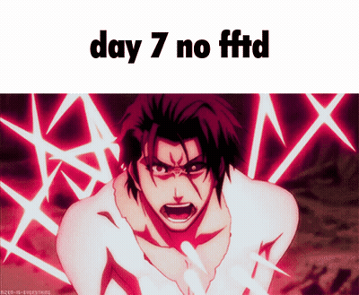 A Picture Of A Man With The Words " Day 7 No Fftd " Above Him GIF