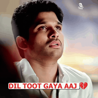 A Picture Of A Man With The Words Dil Toot Gaya Aaj On The Bottom GIF