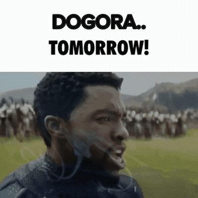 A Picture Of A Man With The Words " Dogora Tomorrow " On It GIF