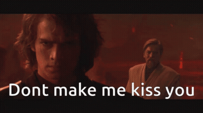A Picture Of A Man With The Words " Dont Make Me Kiss You " GIF