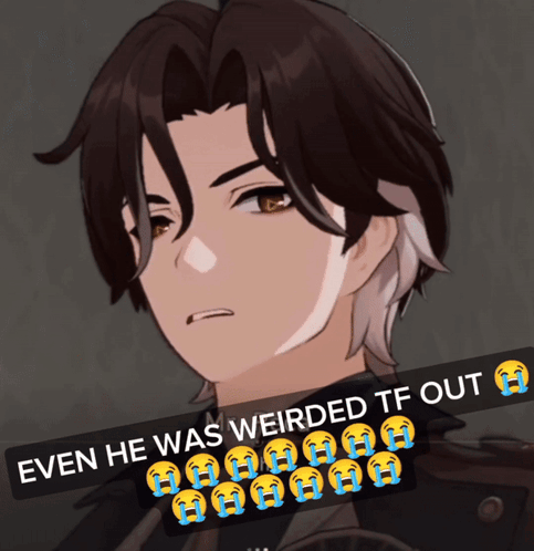 A Picture Of A Man With The Words Even He Was Weirded Tf Out GIF