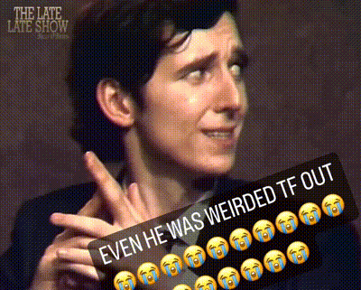 A Picture Of A Man With The Words " Even He Was Weirded Tf Out " GIF