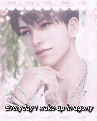 A Picture Of A Man With The Words Everyday I Wake Up In Agony Below Him GIF