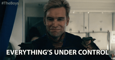 A Picture Of A Man With The Words Everything 'S Under Control Below Him GIF